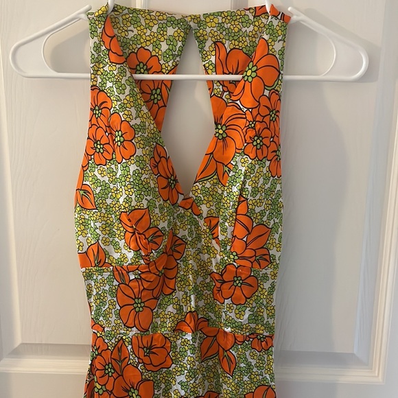 Vintage 70s Open Back Maxi Dress - Picture 2 of 5